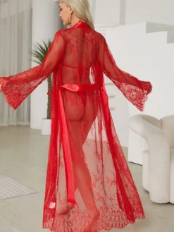Robes en dentelle transparentes vêtements de nuit transparents chemise de nuit à manches longues lingerie
