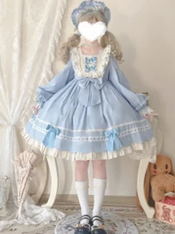 Robes gothiques Lolita avec nœuds et volants Noir Vert
