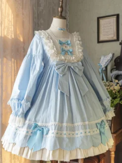Robes gothiques Lolita avec nœuds et volants Noir Vert