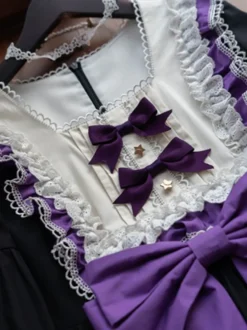 Robes gothiques Lolita avec nœuds et volants Noir Vert