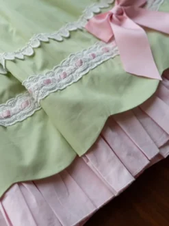 Robes gothiques Lolita avec nœuds et volants Noir Vert