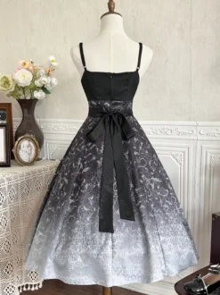 Robes gothiques Lolita en dentelle à imprimé floral noir noir