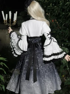 Robes gothiques Lolita en dentelle à imprimé floral noir noir