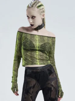 Robes Gothiques Lolita Imprimé Python Vert Noir