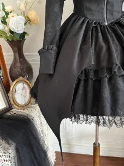 Robes Gothiques Lolita À Lacets Noir Vintage Manches Longues