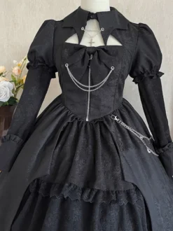 Robes Gothiques Lolita À Lacets Noir Vintage Manches Longues