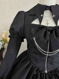 Robes Gothiques Lolita À Lacets Noir Vintage Manches Longues