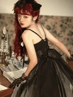 Robes Gothiques Lolita Nœuds Volants Noir Blanche Vintage