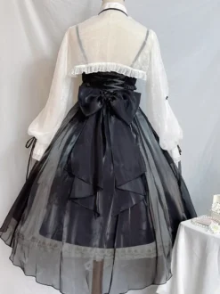 Robes Gothiques Lolita Nœuds Volants Noir Blanche Vintage
