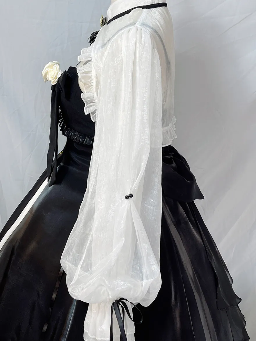Robes Gothiques Lolita Nœuds Volants Noir Blanche Vintage