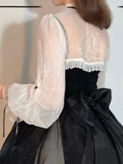 Robes Gothiques Lolita Nœuds Volants Noir Blanche Vintage