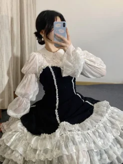 Robes Gothiques Lolita Volants Noir