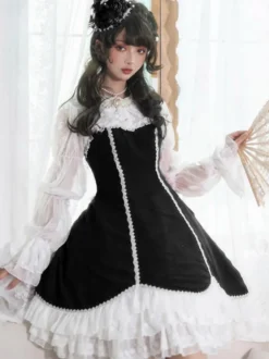 Robes Gothiques Lolita Volants Noir