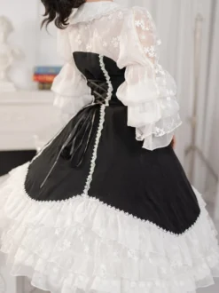 Robes Gothiques Lolita Volants Noir