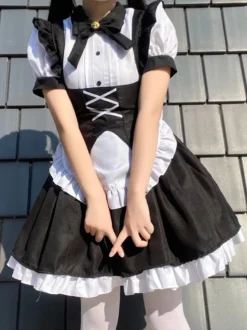Robes Gothiques Lolita Volants Nœuds Noir Noir
