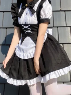Robes Gothiques Lolita Volants Nœuds Noir Noir