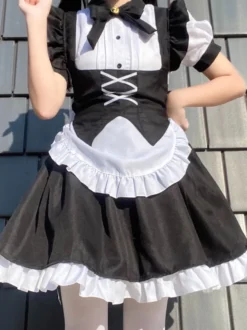 Robes Gothiques Lolita Volants Nœuds Noir Noir