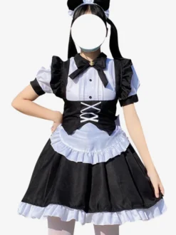 Robes Gothiques Lolita Volants Nœuds Noir Noir