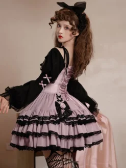Robes gothiques Lolita à volants fleurs épicées jolie robe de princesse à manches lanternes pour filles