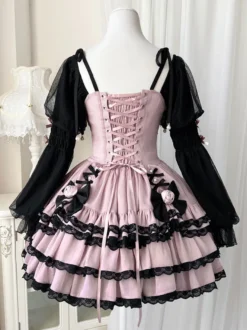 Robes gothiques Lolita à volants fleurs épicées jolie robe de princesse à manches lanternes pour filles
