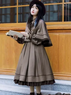 Robes Gothiques Lolita Volants Brodés Café Marron Café Académique