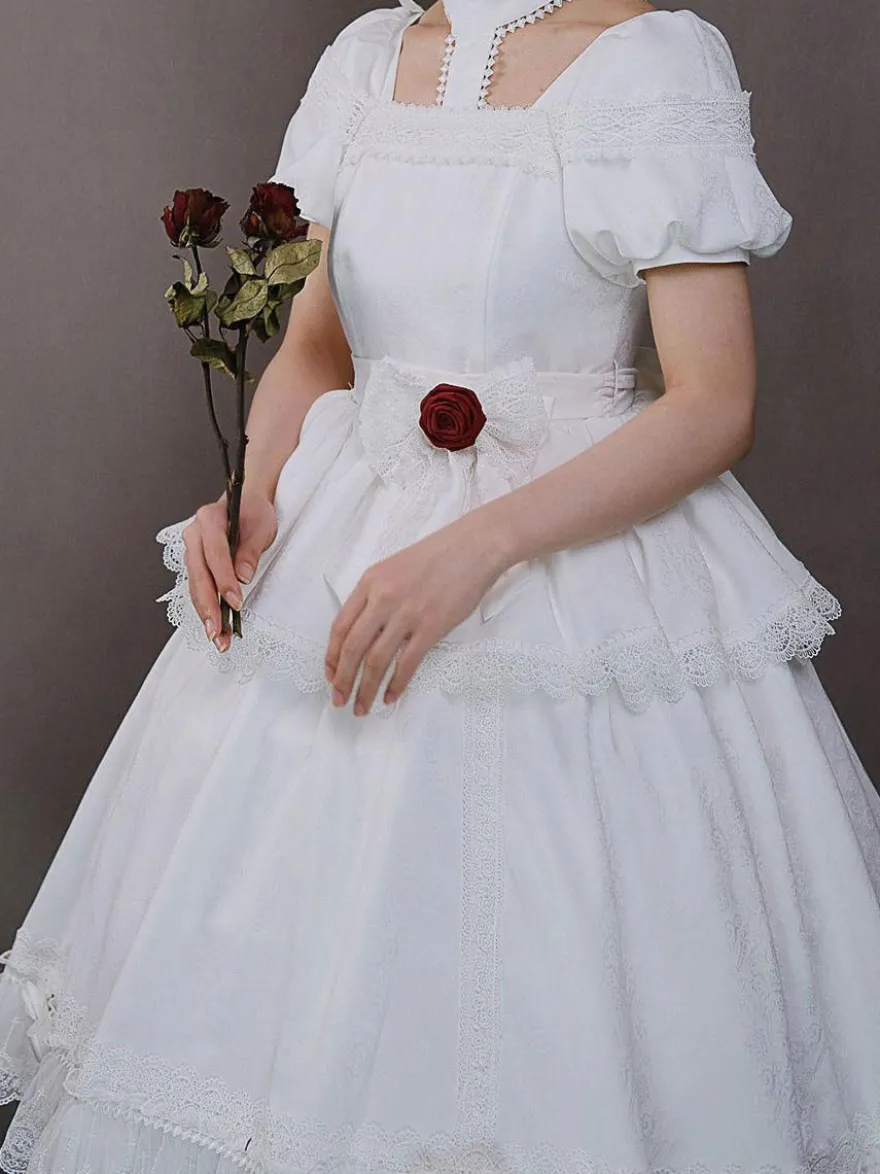 Robes Gothiques Lolita Volants Rose Noir
