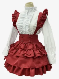 Robes Gothiques Lolita Volants Rouge Rouge
