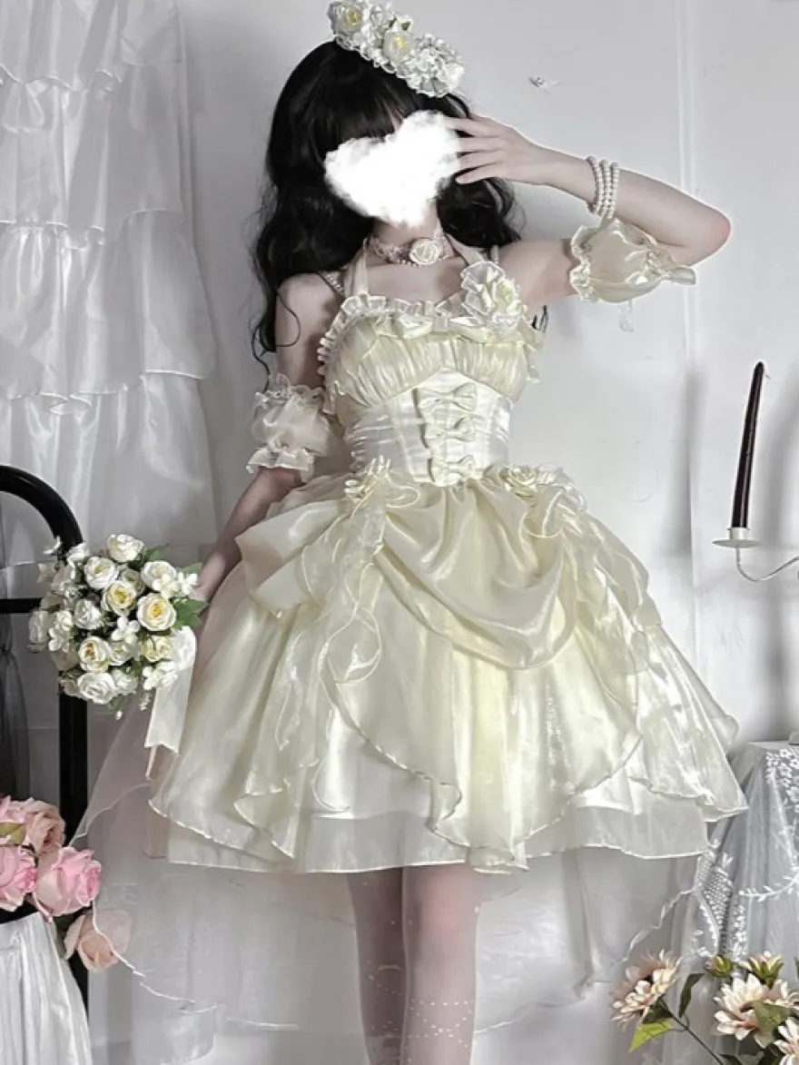 Robes Gothiques Lolita À Volants Nœuds Noirs Robe De Princesse Lolita JSK