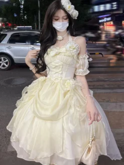 Robes Gothiques Lolita À Volants Nœuds Noirs Robe De Princesse Lolita JSK