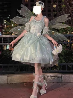 Robes Gothiques Lolita À Volants Nœuds Noirs Robe De Princesse Lolita JSK