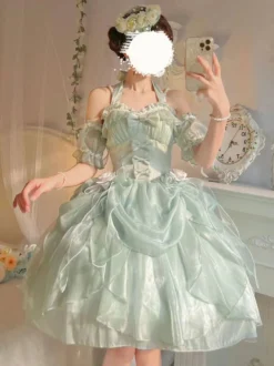 Robes Gothiques Lolita À Volants Nœuds Noirs Robe De Princesse Lolita JSK