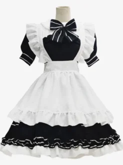Robes Gothiques Lolita Volants Nœuds Noir Style de Bonne