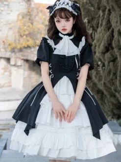 Robes Gothiques Lolita Volants Costume de Bonne Manches Longues Gothique