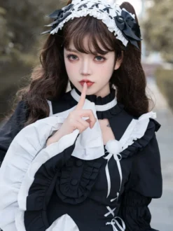 Robes Gothiques Lolita Volants Costume de Bonne Manches Longues Gothique