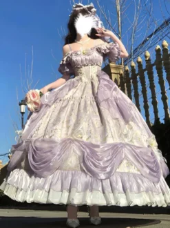 Robes Lolita classiques JSK Robes Lolita gothiques Robe nuisette à imprimé floral avec nœuds