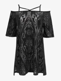 Robes Lolita Gothiques Imprimé Floral Noir Steam Punk