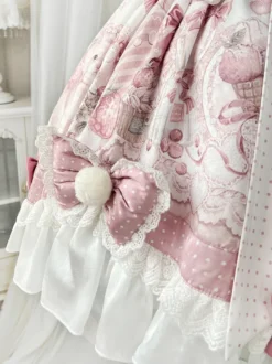 Robes Sweet Lolita robe JSK à imprimé dessin animé et cape rose ensemble deux pièces ensemble jupe pull princesse Kawaii