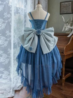 Robe Sweet Lolita avec nœuds et chaîne de perles sur le côté robe JSK Lolita