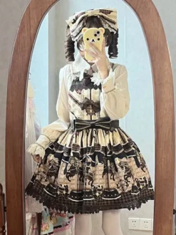 Robe Sweet Lolita en coton sans manches avec nœuds robe Sweet Lolita