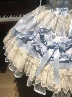 Robe Sweet Lolita en polyester sans manches avec nœuds et jupe pull rose