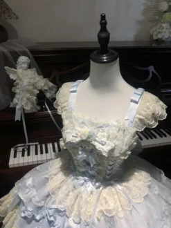 Robe Sweet Lolita en polyester sans manches avec nœuds et jupe pull rose