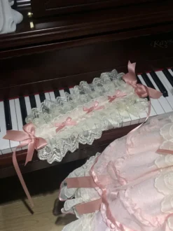 Robe Sweet Lolita en polyester sans manches avec nœuds et jupe pull rose