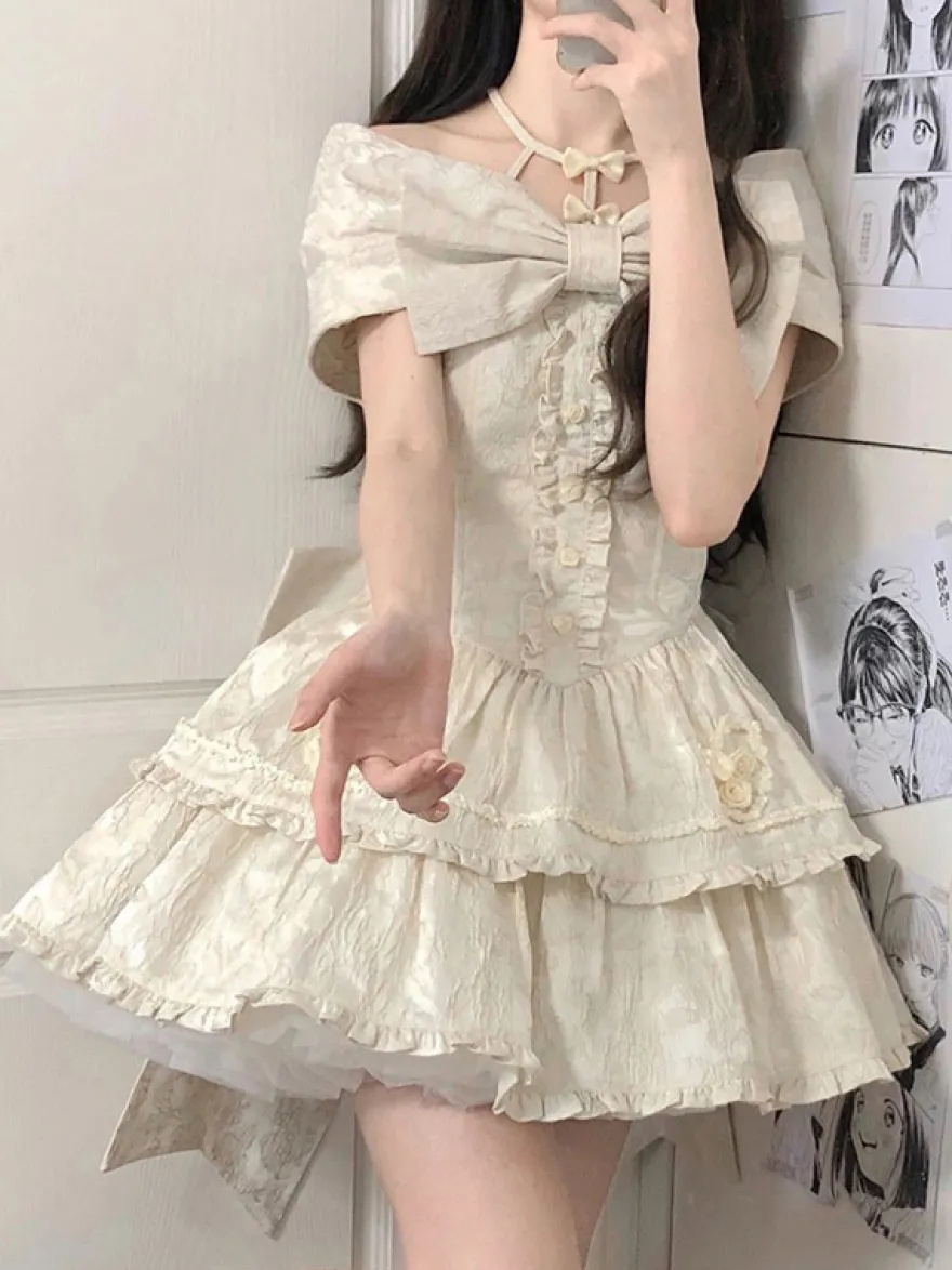 Robe Sweet Lolita en polyester sans manches avec jupe pull Robe Sweet Lolita