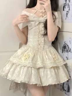 Robe Sweet Lolita en polyester sans manches avec jupe pull Robe Sweet Lolita