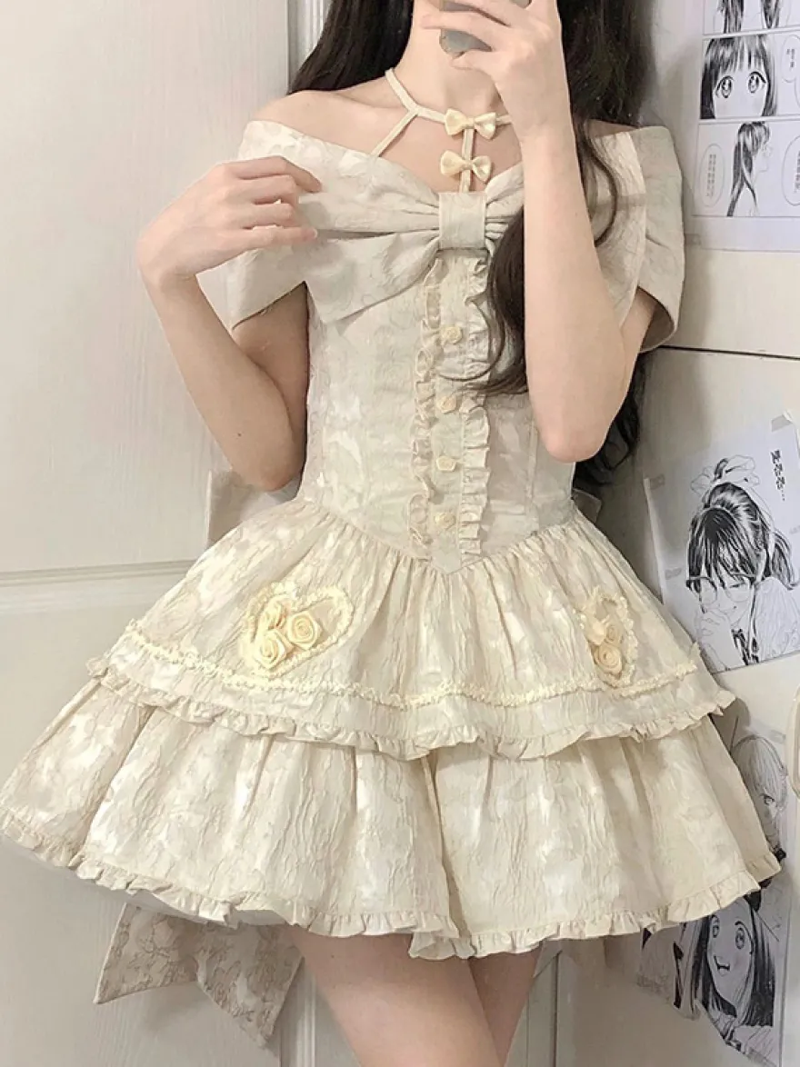 Robe Sweet Lolita en polyester sans manches avec jupe pull Robe Sweet Lolita