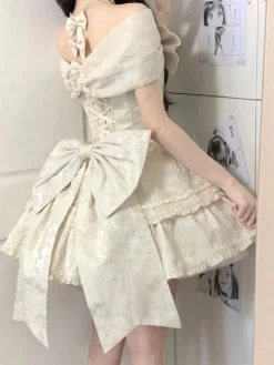 Robe Sweet Lolita en polyester sans manches avec jupe pull Robe Sweet Lolita