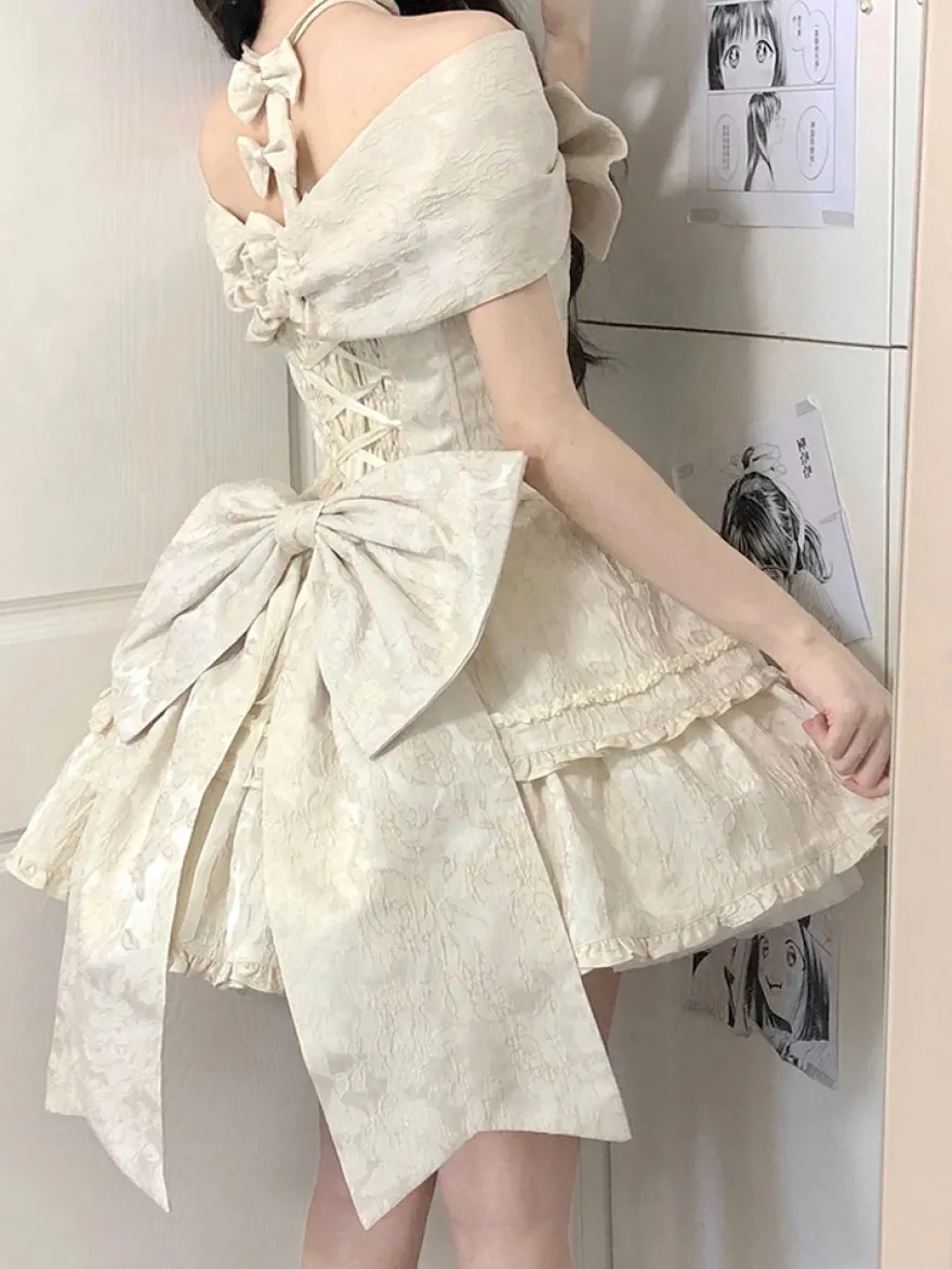 Robe Sweet Lolita en polyester sans manches avec jupe pull Robe Sweet Lolita