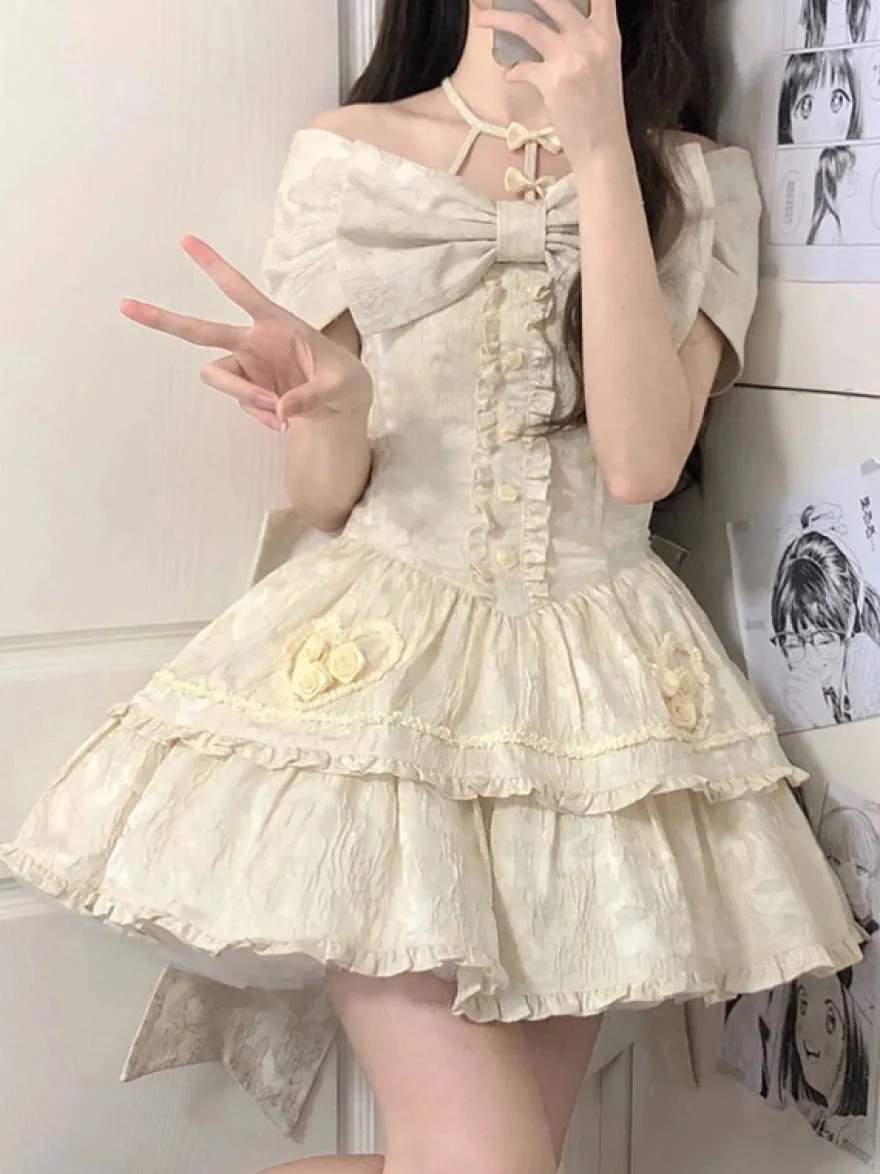 Robe Sweet Lolita en polyester sans manches avec jupe pull Robe Sweet Lolita