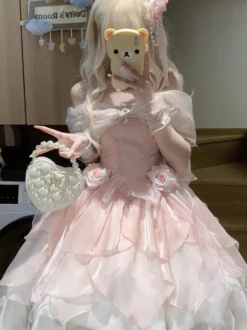 Robe Sweet Lolita en polyester sans manches robe Sweet Lolita Hime Tea Party