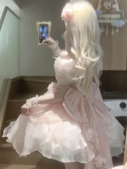 Robe Sweet Lolita en polyester sans manches robe Sweet Lolita Hime Tea Party